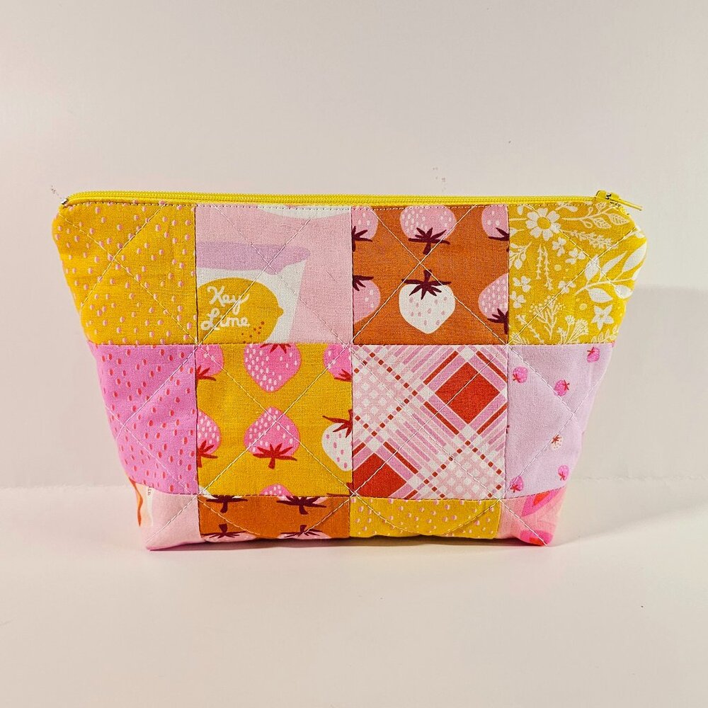 Ruby Star Society Patchwork Zipper Pouch: Handmade Quilted Cosmetic Bag